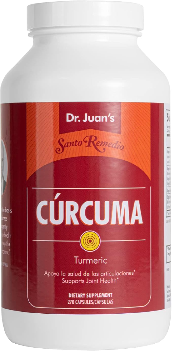 Santo Remedio Turmeric Supports Joint Health and Healthy Inflammatory Response to Exercise Gluten Free Vegetarian Lactose Free No Artificial Flavors 270 Capsules 90 Servings