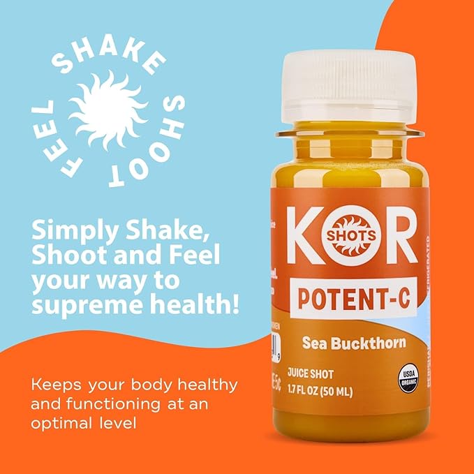 Sea Buckthorn and Baobab Shot - 24 Packs - Potent C - Superfoods Vitamin C Shot - USDA Certified Organic