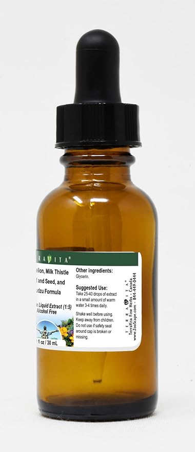 Terravita Dandelion Milk Thistle Leaf and Seed and Kudzu Formula Glycerite Liquid Extract (1:5) - No Flavor (1 oz ZIN: 523616)