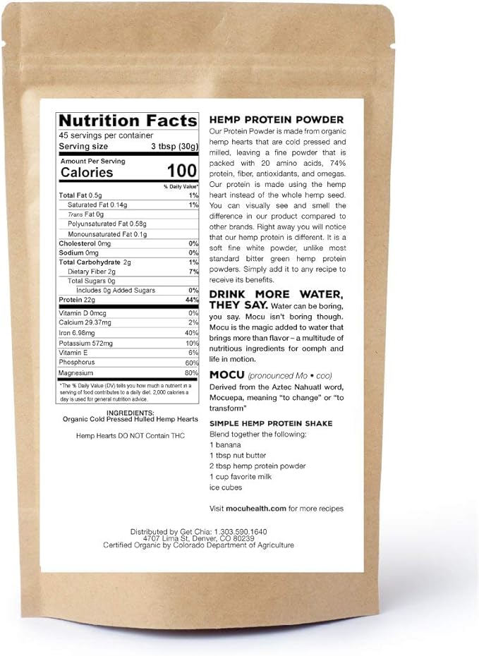 Sioditin MOCU Organic Hemp Heart Protein Powder-74% | 22 Grams Protein Per Serving I Cold Processed &amp Stored | Made from The Hemp Heart | (6 LBS (2 X 3 LB Bags)