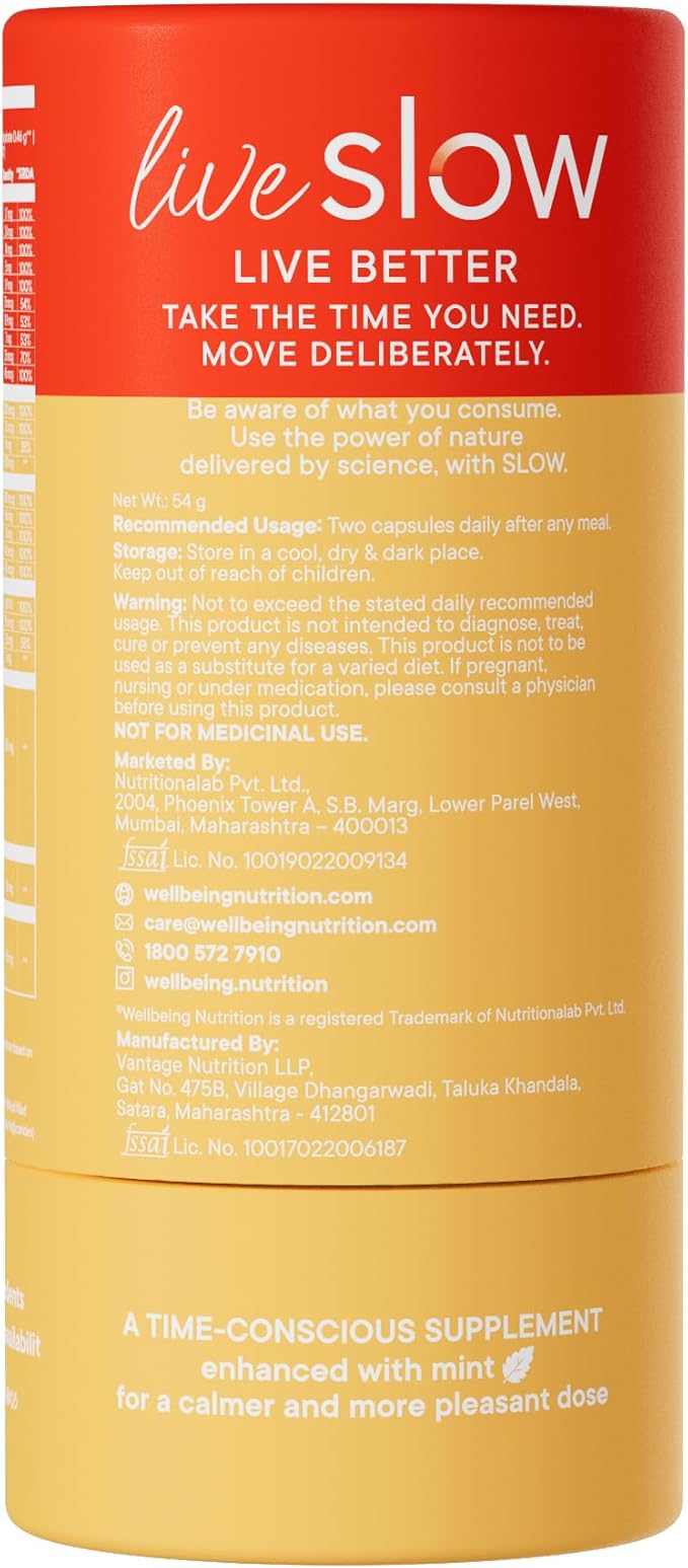 WELLBEING NUTRITION Slow | Multivitamin for Women | 100% RDA of 22 Essential Vitamins &amp Minerals | Astaxanthin &amp Cranberry in Vegan Omega Oil | Energy Immunity Skin &amp Hair (60 Capsules)