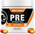Honey Badger Pre Workout Powder Keto Vegan Preworkout for Men &amp Women Beta Alanine &amp Caffeine Sugar Free Natural Energy Supplement Peach Mango 30 Servings