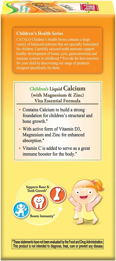 CATALO Children's Liquid Calcium with Magnesium &amp Zinc Peach and Mango 16 fl oz (474 ml)