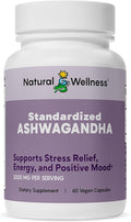 Natural Wellness Ashwagandha Root Extract 1000 mg – High Potency Stress Relief &amp Mood Support – Promotes Relaxation Sleep &amp Energy Balance – Standardized to 7% – 60 Vegan Capsules (30 Day Sup