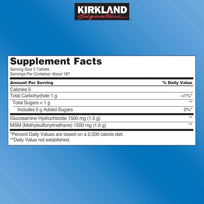 Kirkland Signature Glucosamine with MSM 375 Tablets (4 Pack)