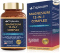 Magnesium Complex 12 in 1 Supplement - 12 Elemental 1000mg - Magnesium Glycinate Citrate Malate Taurate - High Absorptionfor Muscle Nerve &amp Sleep Support - 120 Capsules