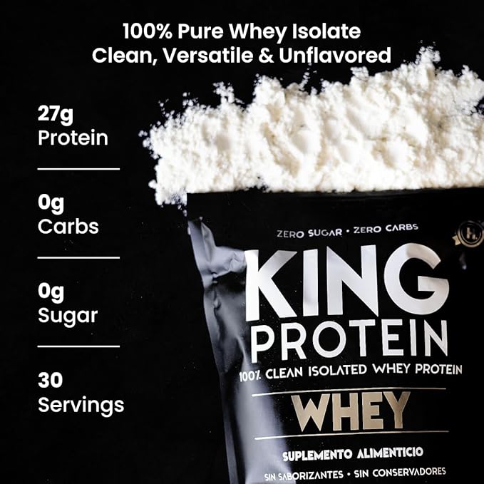 Clean Whey Isolate Protein Powder Unflavored | 27g per Serving w/Organic BCAA | Pre-Post Training | 100% Natural | No Carbs | Preservatives &amp GMO Soy and Gluten Free | 30 Servings