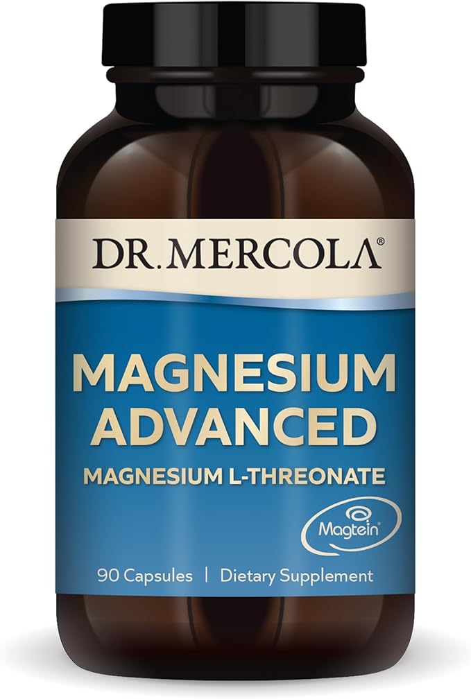 Dr. Mercola Magnesium Advanced - Supports Bone Joint &amp Brain Health - Contributes to More Restful Sleep - Non-GMO Gluten-Free &amp Soy-Free - 90 Capsules (30 Servings)