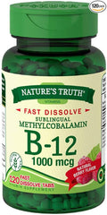 Nature's Truth Vitamin B-12 1000 mcg Fast Dissolve Tablets Natural Berry Flavor 120 ea (Pack of 2)