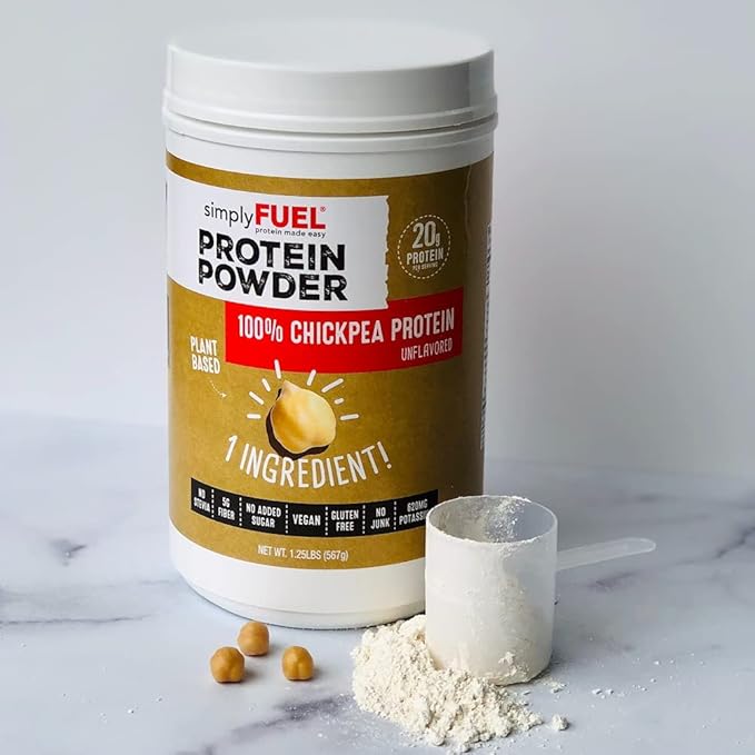 simplyFUEL Chickpea Protein Powder Organic &amp Plant-Based 20 g Protein High-Fiber Unsweetened No Stevia 1.25 lb