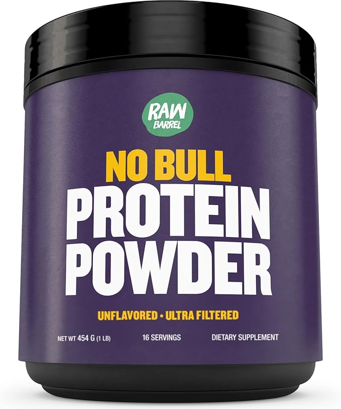 1lb No Bull Unflavored Whey Protein Powder Pure Instantized Whey SupplementHigh Protein Low Carb No Fillers No Additives Flavorless