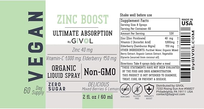 Vitamin C Extra Strength Spray Mist: Daily Absorption Liquid Extract and Organic ZINC Boost Mist 40 g (Extra Strength) - Vegan Liquid Spray for Kids and Adults - Easy Absorption - Non-GMO