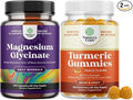 Bundle of High Absorption Magnesium Glycinate 500mg Per Serving - Calming Sleep Muscle Bone &amp Nerve Support and Turmeric Gummies for Joint Support with Turmeric Curcumin Black Pepper Extract &amp