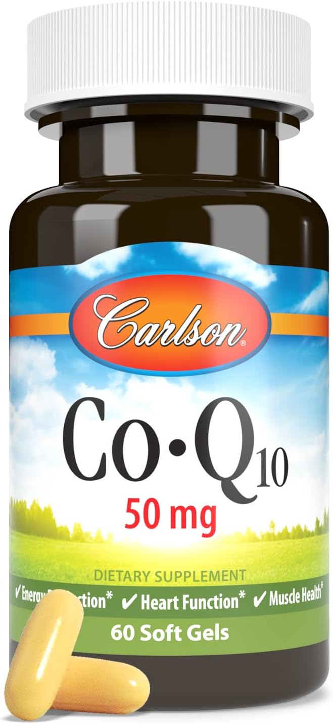Carlson - Co-Q10 Co-Enzyme Q10 50 mg Energy Production &amp Heart Function 60 Softgels