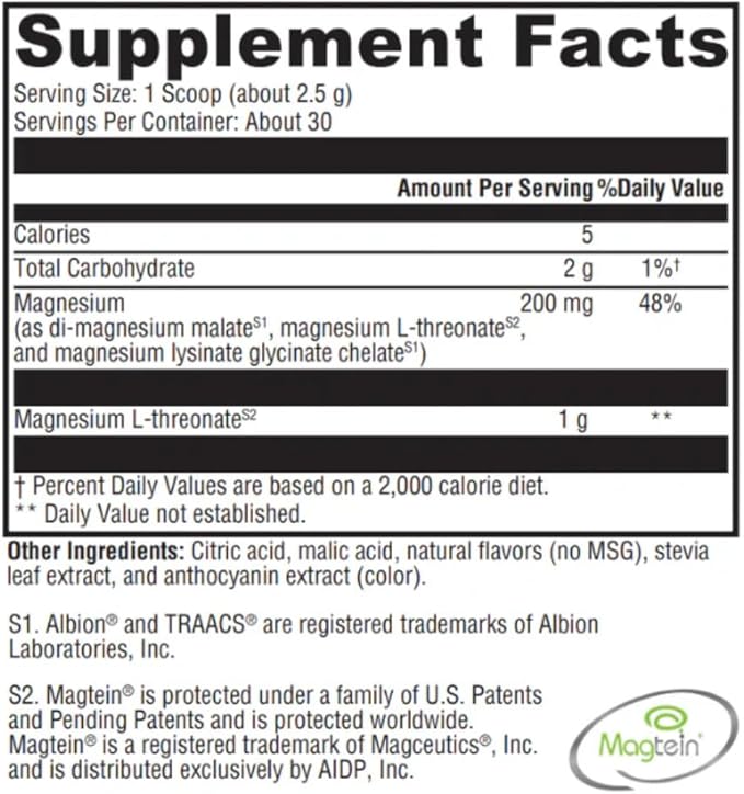 BrainMag - Mixed Berry Magnesium L-Threonate Powder | Focus Calm Restful Sleep | Magtein + Highly Absorbable Chelates | Sugar Free Non-GMO (2.64 Ounces)