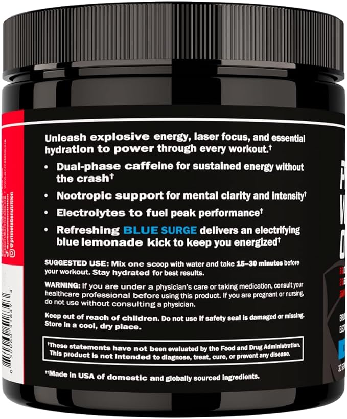 Prime Labs Creatine HCl Capsules + Pre Workout Powder Supplement