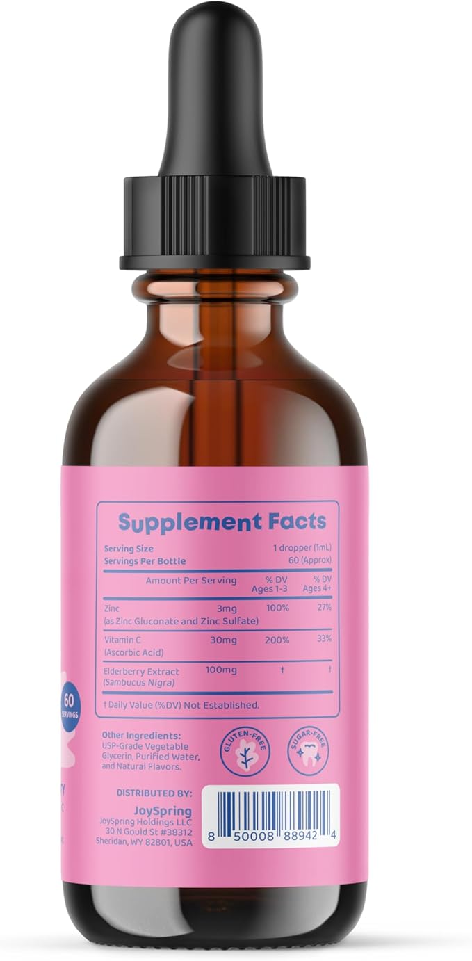 JoySpring Vitamin D Drops for Toddlers to Support Growth Bone and Immune Health Kids Zinc Supplements - Elderberry with Zinc Liquid and Daily Complex B Vitamins with Vitamin B2 B6 B12 and B5
