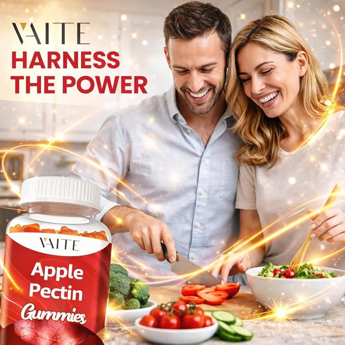 Apple Pectin Gummies - High-Fiber Supplement with 2000mg Natural Cholesterol Lower Support Promotes Digestive Wellness &amp Stomach Comfort Non-GMO &amp Gluten Free Herbal Supplements - 60 Vegan G