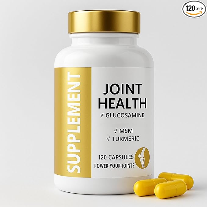 Joint Health Supplement with Glucosamine MSM Turmeric &amp Boswellia Relief Support for Back Knees Hands | Women &amp Men - 120 Capsules