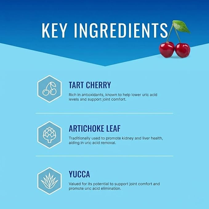 Approved Science Uric Acid Flush Supplement - Tart Cherry Turmeric Milk Thistle - Joint Support &amp Active Mobility - Made in USA - Vegan - 180 Capsules - 3 Month Supply