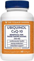 The Vitamin Shoppe Ubiquinol CoQ-10 200mg - Beneficial for Those Taking Statins – Supports Heart &amp Cellular Health and Healthy Energy Production Essential Antioxidant – Once Daily (60 Softgels)