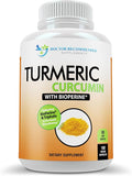 Turmeric Curcumin Supplement - 2250mg/d - Veggie Caps - 95% Curcuminoids with Black Pepper Extract (Bioperine) - 750mg Capsules - 100% Organic - Most Powerful Turmeric (180 Count)
