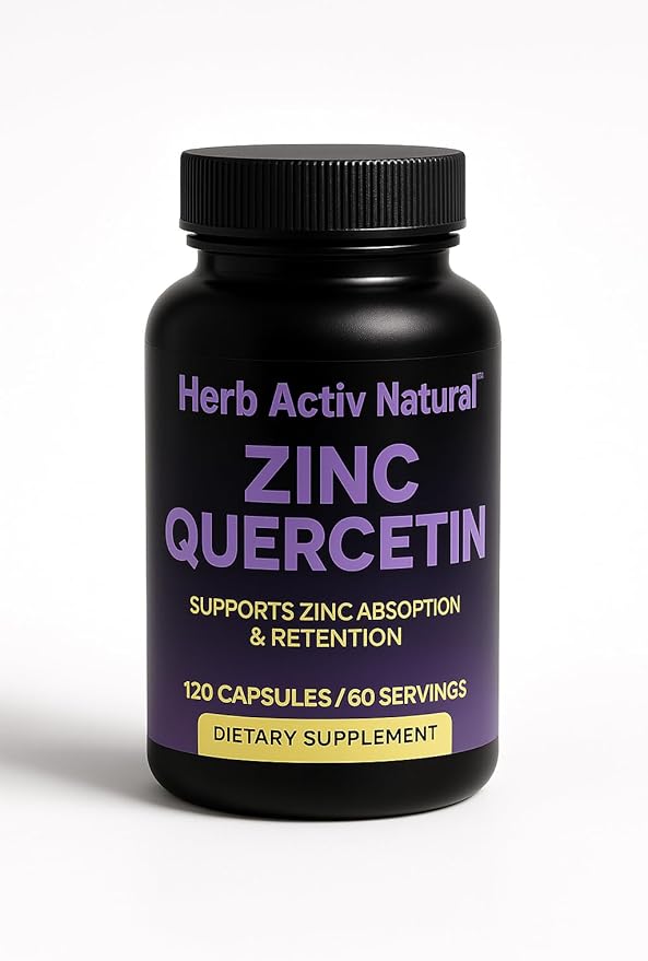 Zinc with Quercetin 800 mg - Supports Mineral Absorption &amp Retention - Chelated Zinc Monomethionine - Non GMO Gluten Free - 120 Capsules