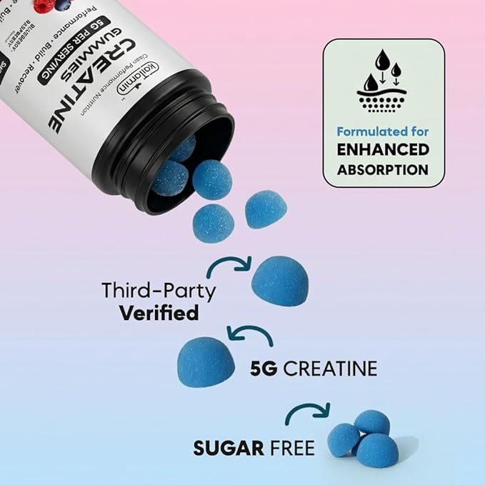 Creatine Monohydrate Gummies 5g – NSF &amp Eurofins Tested GMP – for Women &amp Men – Muscle Strength Recovery &amp Cognitive Health – Sugar Free Vegan Halal Non-GMO No Fillers -30 Day