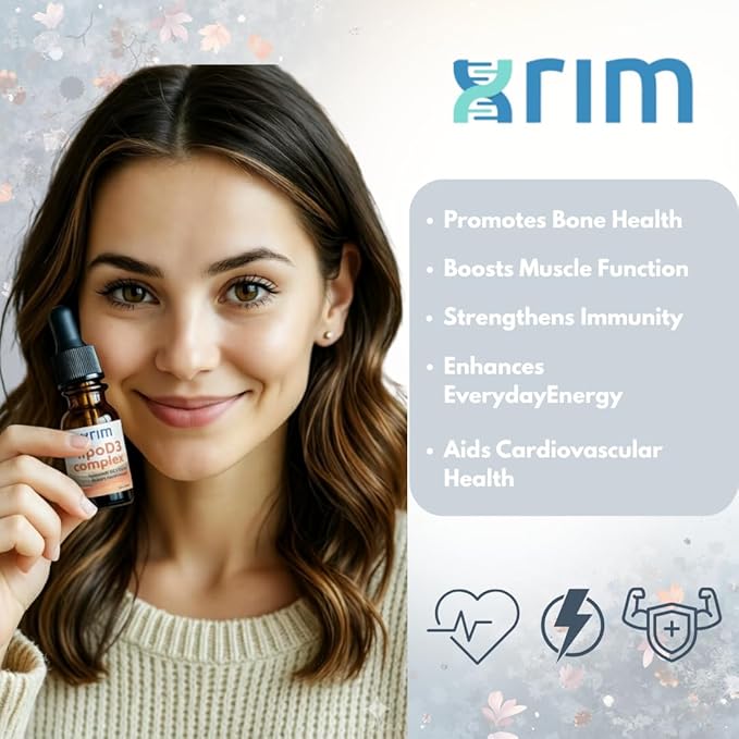 xrim LipoD3 Complex – Liposomal Vitamin D3 5000 IU + K2 Selenium &amp CoQ10 | High Absorption Liquid Supplement – 30 Servings (2oz)