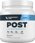Transparent Labs Post - Post-Workout Recovery Muscle Builder w/L-Glutamine Creatine Monohydrate &amp Carnipure L-Carnitine L-Tartrate for Muscle Recovery &amp Building - 30 Servings Orange