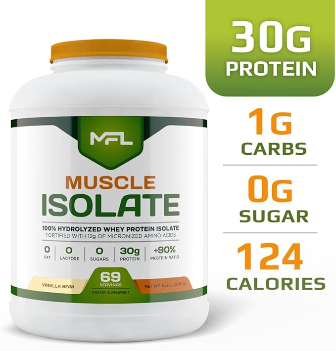 MFL 100% Pure Isolate Protein 5 lbs l 30g of Protein l 12g Amino Acids l Keto Friendly l Low Carbs | 69 Servings