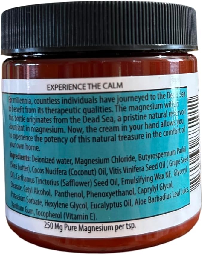 Magnesium Cream with Eucalyptus Scent Topical Cream for Sleep Leg Cramps &amp Pain Muscle Relaxation Calm Moisturizing Supplement with Coconut Oil Shea Butter Aloe 4oz USA Made