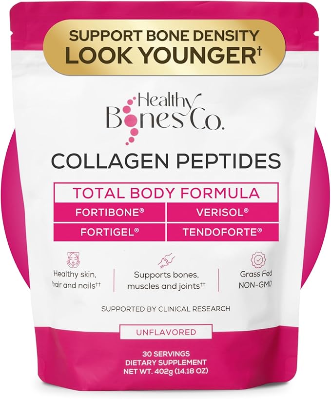 FORTIBONE® Premium Bone Health Collagen Peptides w/FORTIGEL® VERISOL® TENDOFORTE® | Clinically-Supported for Bones Joints Skin Hair Nails | Hydrolyzed Collagen Anti-Aging Formula | 30 Servings