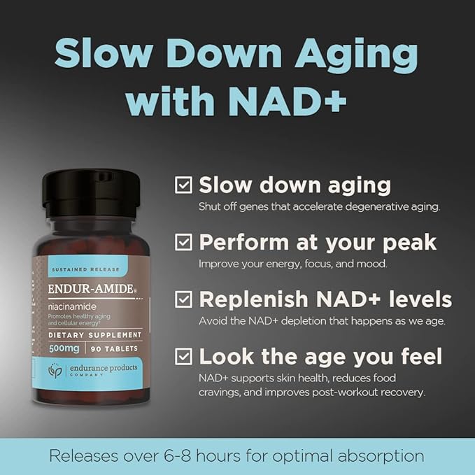 Endurance Products EPC Company NAD+ Niacinamide B3 Endur-Amide 500mg 200 Tablets and ENDUR-ACIN Niacin - Vitamin B3 Niacin 500mg Extended Release &amp Low-Flush 200 Tablets