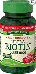 Nature's Truth Biotin 5000 Mcg Fast Dissolve Tabs Natural Berry Flavor 78 Count (Pack of 3)