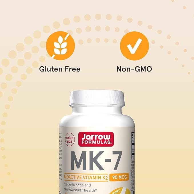 Jarrow Formulas MK-7 90 mcg - Bioactive Form of Vitamin K2-120 Servings (Softgels) - for Bone &amp Cardiovascular Health - Vitamin K2 MK-7 Dietary Supplement - Gluten Free (Pack of 2)