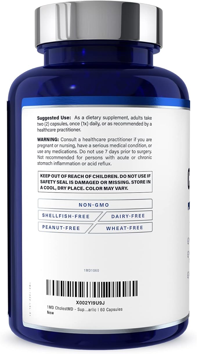 1MD Nutrition CholestMD with Olive Leaf Extract Bergavit Niacin Garlic | 120 Capsules (2-Pack)