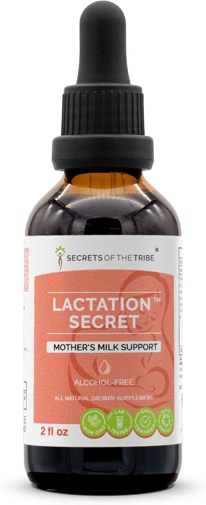 Secrets of the Tribe Lactation Secret Alcohol-FREE Extract High-Potency Herbal Drops Tincture made from Fenugreek Blessed Thistle Goat's Rue Red Raspberry Fennel Seed. Mother's Milk Support 2 oz