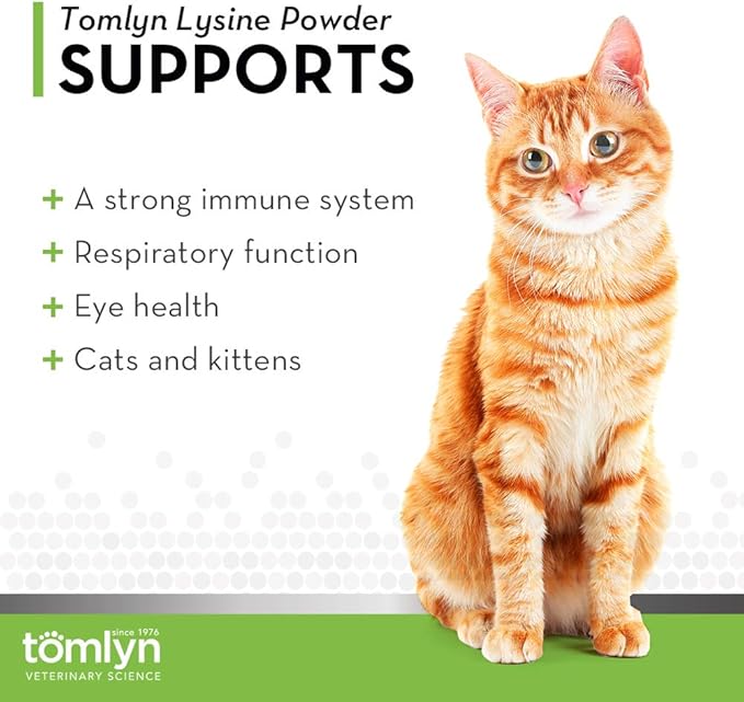 Tomlyn Immune Support Daily L-Lysine Supplement Fish-Flavored Lysine Powder for Cats and Kittens 3.5oz