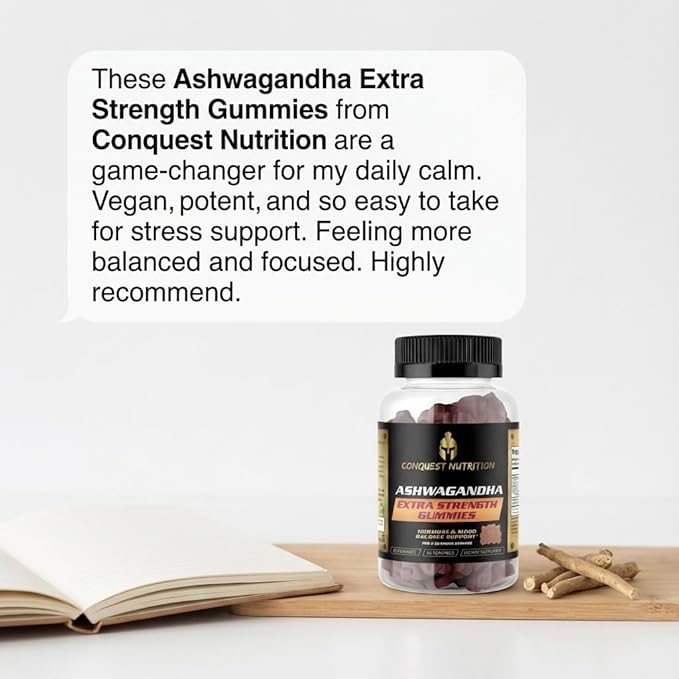 Ashwagandha Extra Strength Vegan Gummies – Stress Relief &amp Calm Support Adaptogen Supplement for Relaxation Mood &amp Energy Balance Non-GMO Natural Flavor 60 Gummies