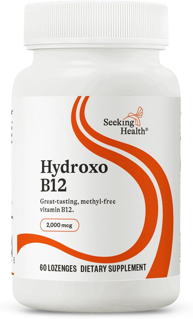 Seeking Health Hydroxo B12 - Vitamin B Supplement for Energy Support - Supplement with Folate to Support Methylation &amp Homocysteine Levels - 2000 mcg 60 Lozenges