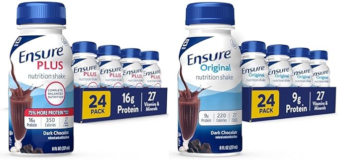 Ensure Plus Nutrition Shake 24 Count With 16 Grams of Protein Meal Replacement Shakes 8 Fl Oz &amp Original Dark Chocolate Nutrition Shake | Meal Replacement Shake | 24 Pack