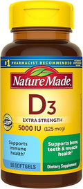 Nature Made Vitamin D3 5000 IU Liquid Softgels 90 ea (Pack of 2)