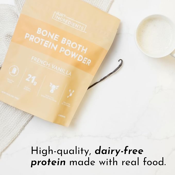 Bone Broth Protein Powder – French Vanilla | 15 Servings | 21 g Grass-Fed Protein per Serving | Dairy-Free | Collagen for Gut Skin &amp Joint Support | Made with Real Food Ingredients