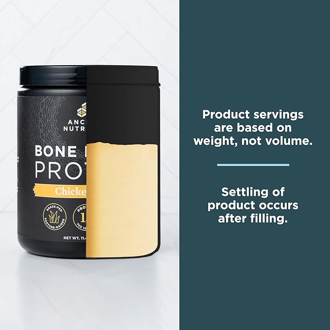 Ancient Nutrition Bone Broth Protein Powder Chicken Soup Grass-Fed Chicken and Beef Bone Broth Powder 15g Protein Per Serving Supports a Healthy Gut 15 Servings