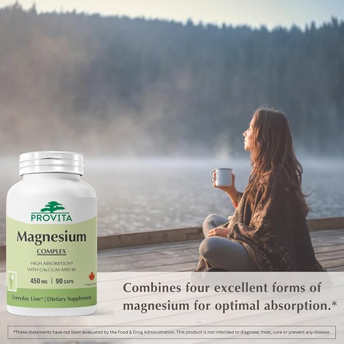 Provita Magnesium Complex Supplement | 4-in-1 Multi with Citrate Bisglycinate Malate &amp Oxide | Complete Magnesium Supplement for Women &amp Men | Supports Muscle Bone Heart &amp Energy | 90