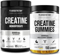 Jacked Factory Creatine Monohydrate Gummies (150 Gummies Lemon) &amp Creatine Monohydrate Powder (85 Servings Unflavored)