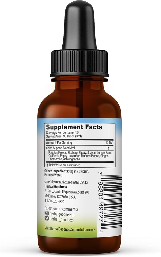Herbal Papaya Kids Calm Support Liquid Extract 1oz with Magnesium Glycinate Magnesium Citrate Kids Multivitamin - Magnesium for Kids - 1oz Bottle 12 Units