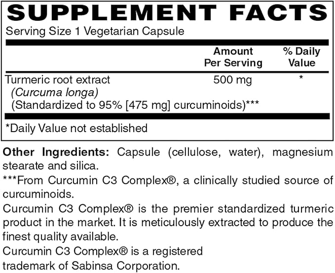 Holly Hill Health Foods Standardized Turmeric Extract 120 Vegetarian Capsules