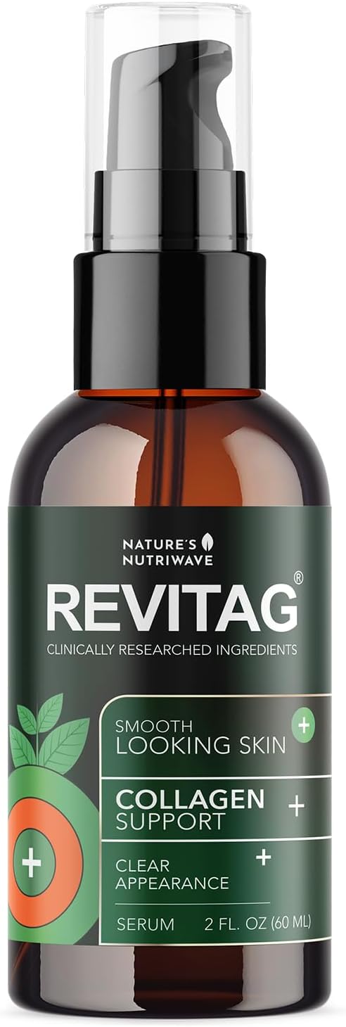 ReviTag Skin Serum – Natural Formula for Smooth Skin and Collagen Support – Non-GMO Easy to Use Made in GMP Facility Made in USA - 2 Fl. Oz 1 Month Supply